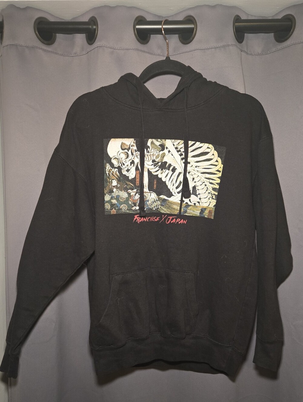 Franchise Los Angeles Black Graphic Hoodie With Skeleton
